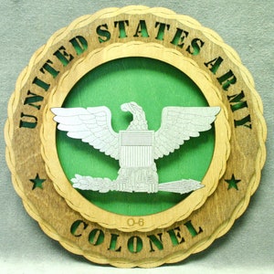 Custom 12&quot;Holz US Army Colonel Rank Wall Tribute - KOSTENLOSER VERSAND