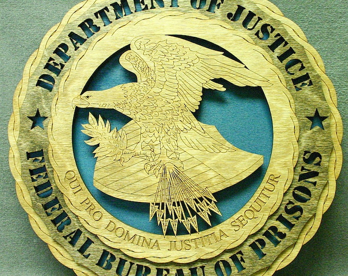 Custom 12" Wood Federal Bureau of Prisons Wall Tribute - FREE SHIPPING