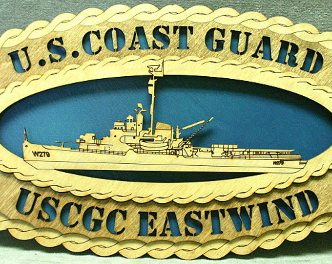 Custom 12" Wood Ship USCGC Eastwind Wall Tribute - Free Shipping