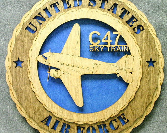 Custom 12" Wood US Air Force C-47 Wall Tribute Personalized - FREE SHIPPING