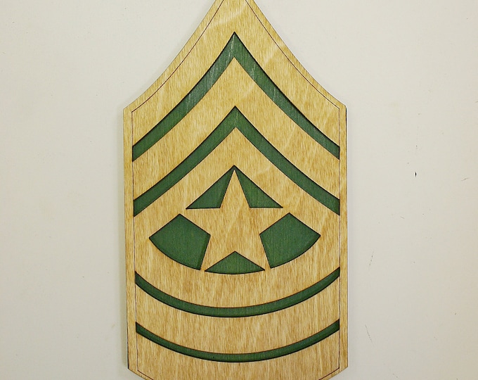 Custom 12" Wood US Army Sergeant Major Rank - FREE SHIPPING