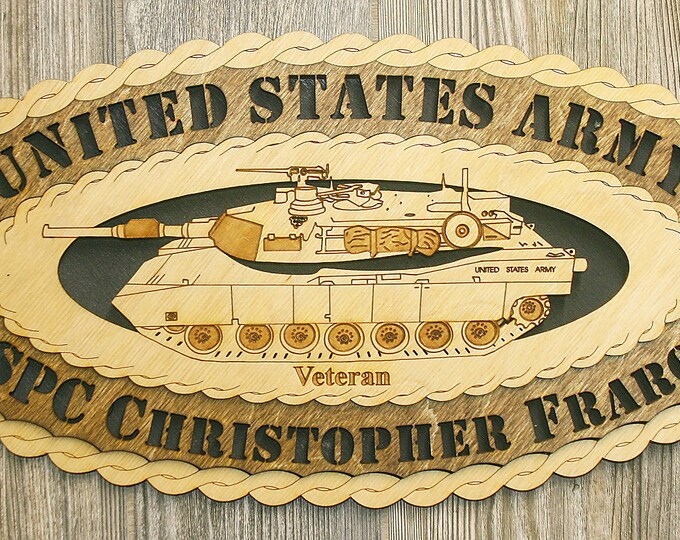 Custom 15 x 7  Wood M1A1 Tank Wall Tribute - Free Shipping