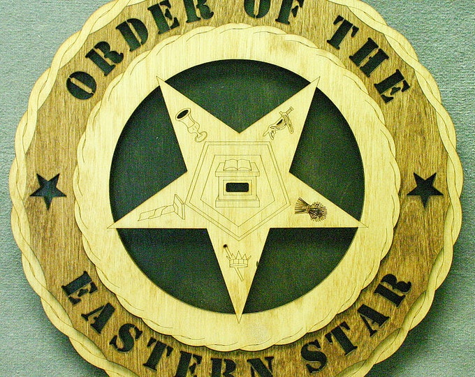 Custom 12" Wood Eastern Star Wall Tribute - FREE SHIPPING