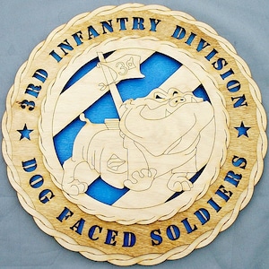 Custom 12&quot; Wood US Army 3rd Infantry Division - Dog Faced Soldiers Wall Tribute - FREE SHIPPING