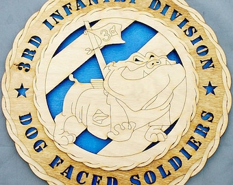 US Army 3rd Infantry Division Wood Wall Plaque - Dog Faced Soldiers Tribute
