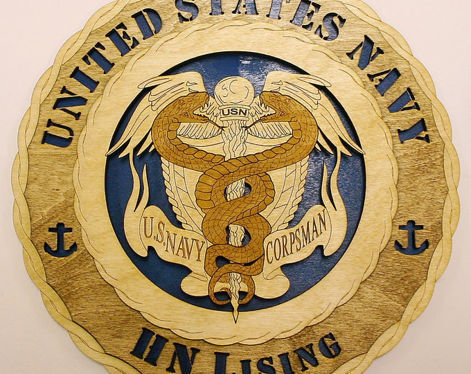 Custom 12"or 18" Wood Navy Corpsman Wall Tribute