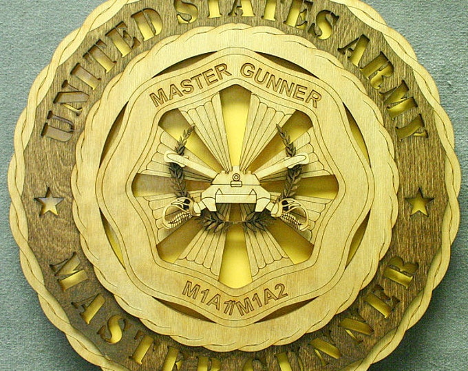 Custom 12" Wood US Army M-1 Master Gunner Wall Tribute - FREE SHIPPING