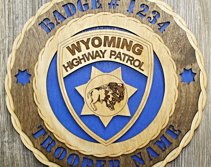 Wyoming State Police Wall Tribute - All 50 State Trooper Plaques Available !!!