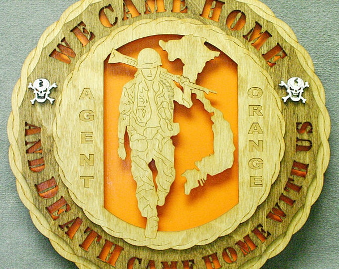 Custom 12" Wood US Army Agent Orange Wall Tribute - Free Shipping