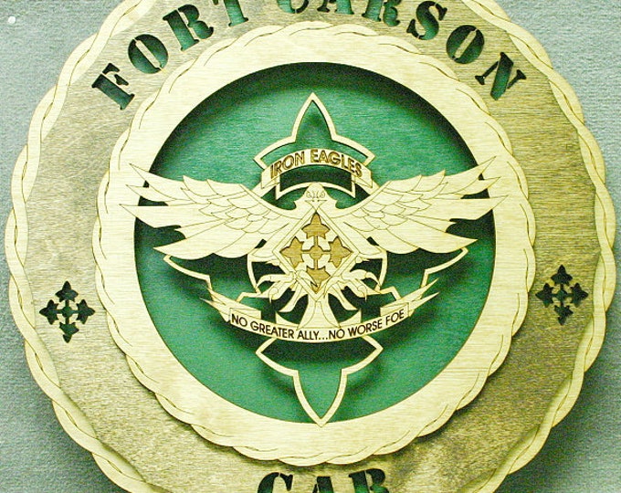 Custom 12" Wood US Army Fort Carson CAB- Free Shipping