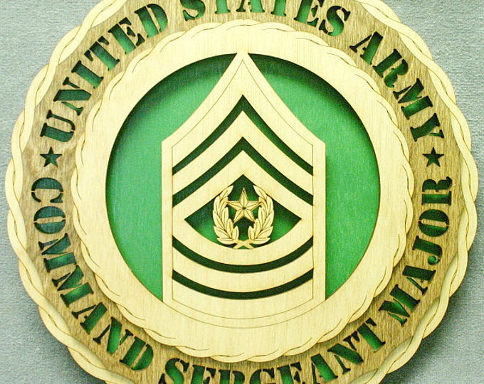 Custom 12" Wood US Command Sgt Major Wall Tribute - Personalized - FREE SHIPPING