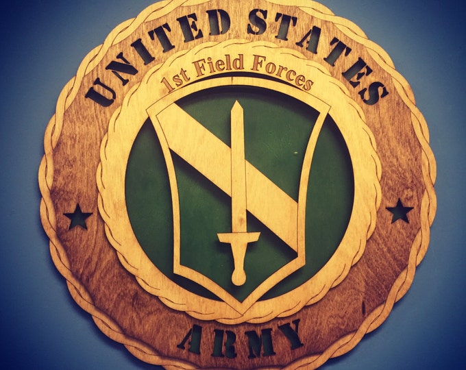 Custom 12" Wood US Army 1st Field Forces Wall Tribute - FREE SHIPPING