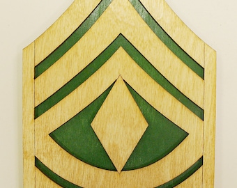 Custom 12" Wood US Army 1st Sergeant Rank - FREE SHIPPING