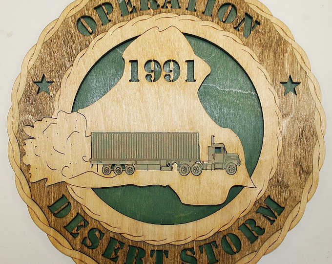 Custom 12" Wood US Army Operation Desert Storm Truck Wall Tribute - FREE SHIPPING