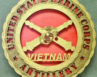 Custom 12"or 18" Wood Marine Corps Artillery Vietnam Wall Tribute