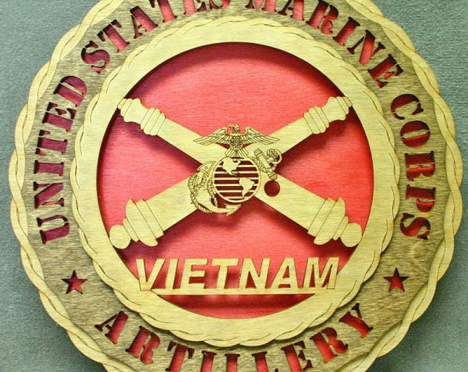 Custom 12"or 18" Wood Marine Corps Artillery Vietnam Wall Tribute