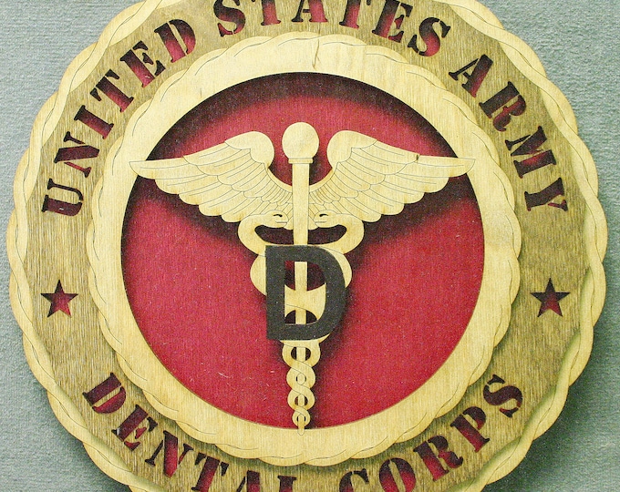 Custom 12"or 18" Wood Army Dental Corps Wall Tribute