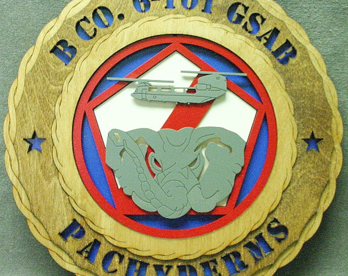 Custom 12"or 18" Wood Army Pachyderms B Co. 6-101 GSAB Wall Tribute