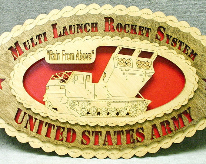 Custom 14" Wood Army Multi Launch Rocket System Wall Tribute - Free Shipping