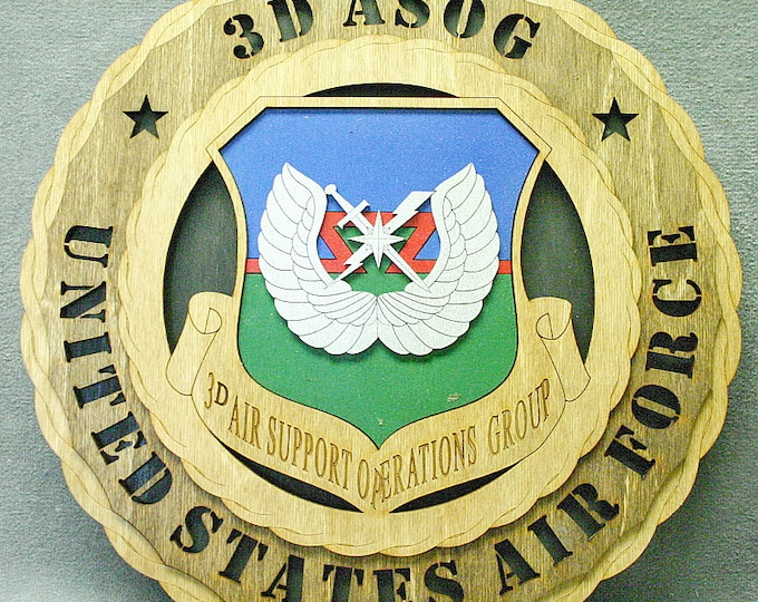 Custom 12" Wood US Air Force 3rd Air Support Operations Group Wall Tribute - FREE SHIPPING
