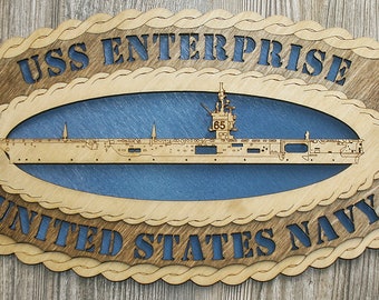 USS Enterprise Wood Ship Wall Plaque - Navy Tribute (12 inch)