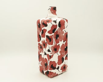 Red Poppy Decoupage Bottle, Upcycled Glass Bottles, Poppy Gifts