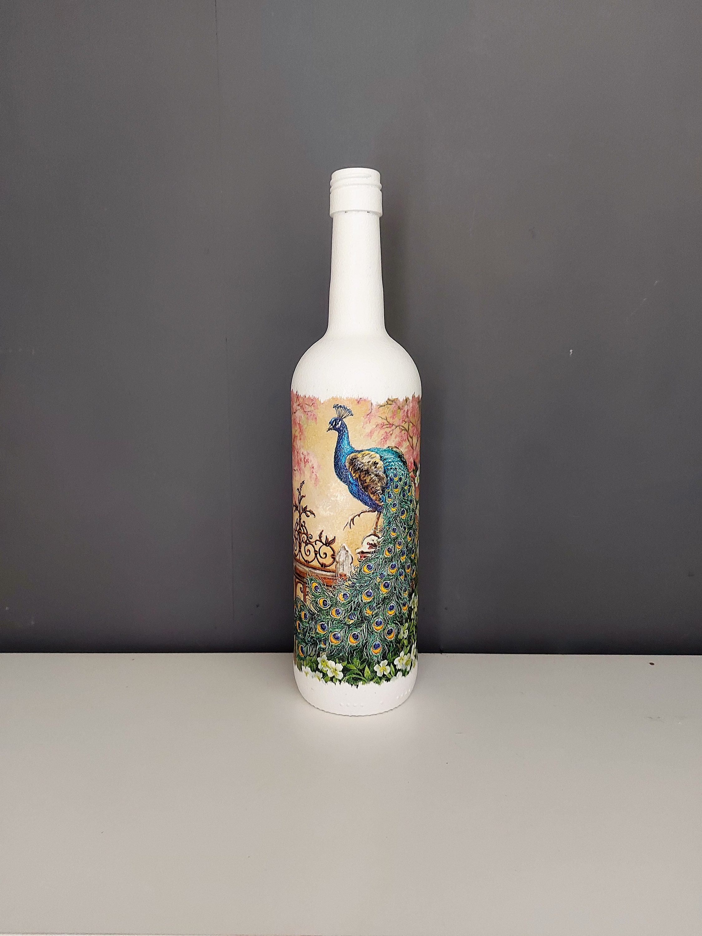 Floral peacock bottle peacock home decor gifts Etsy