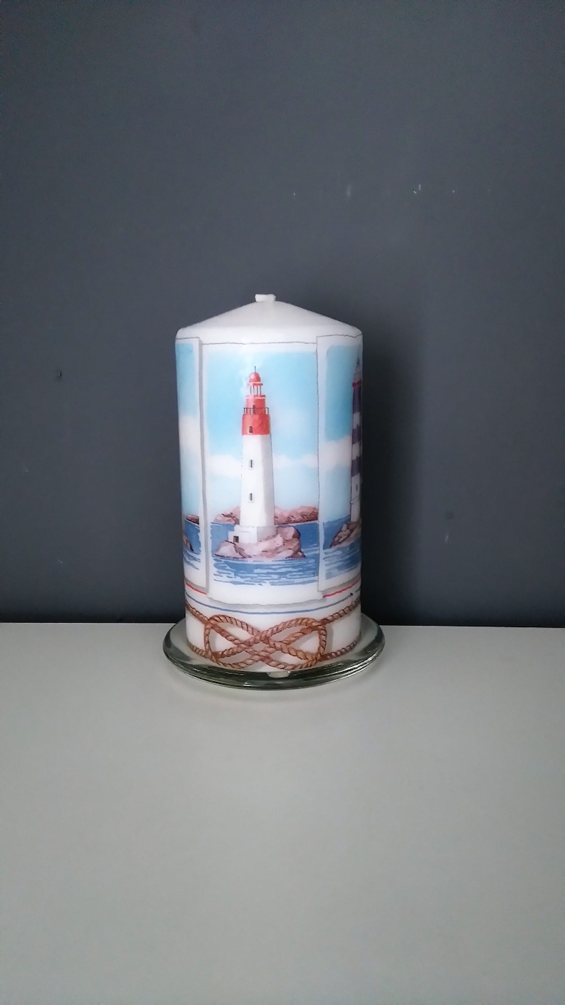 Decorated Lighthouse Candle Nautical Home Decor Gifts Etsy UK