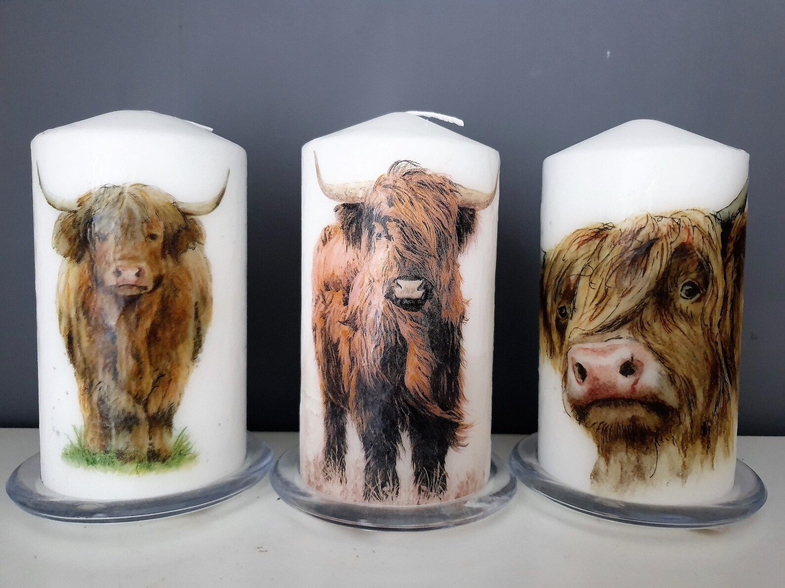 Decorated highland cow candle Etsy