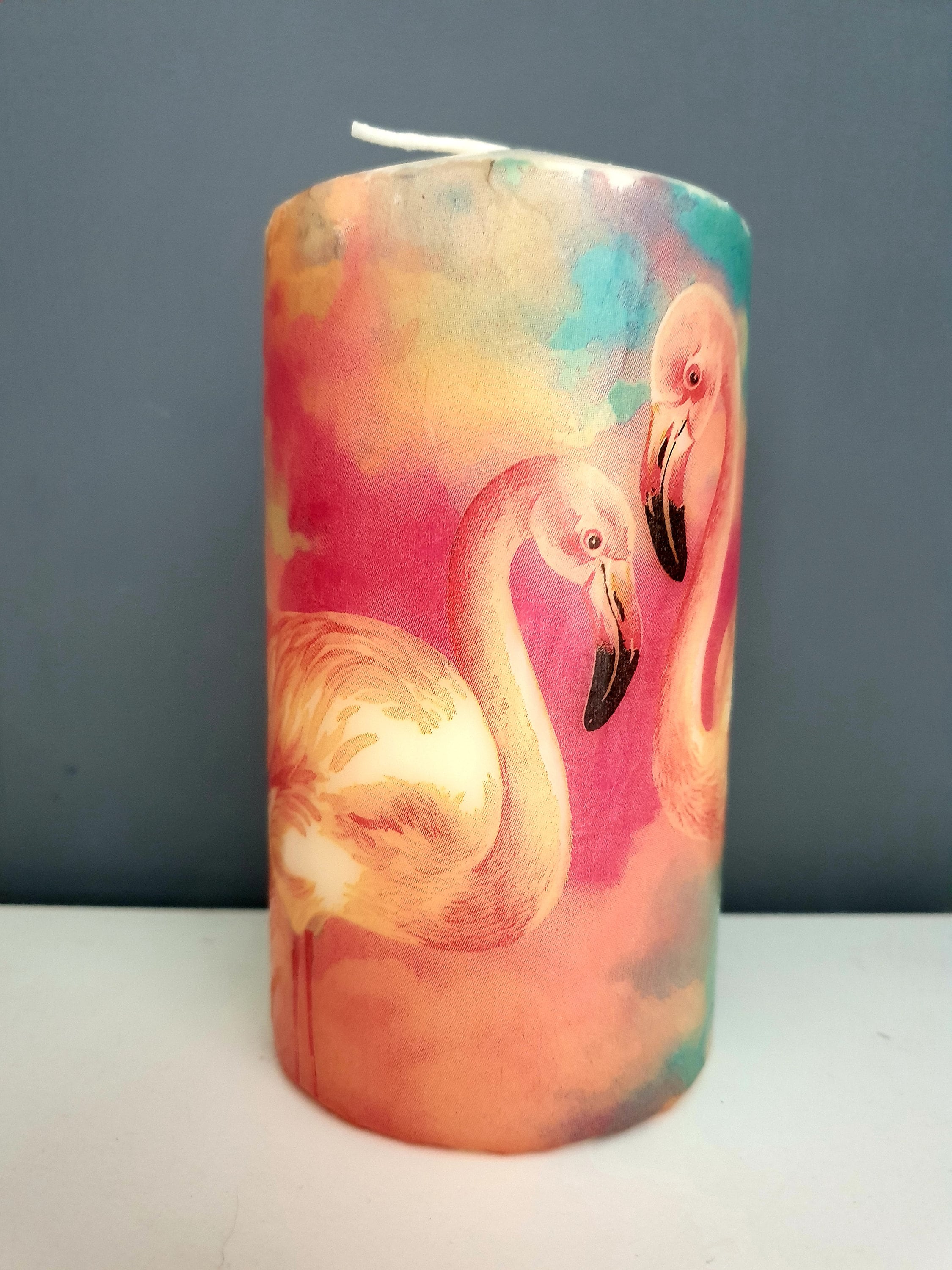 Flamingo decorated candle gift Etsy