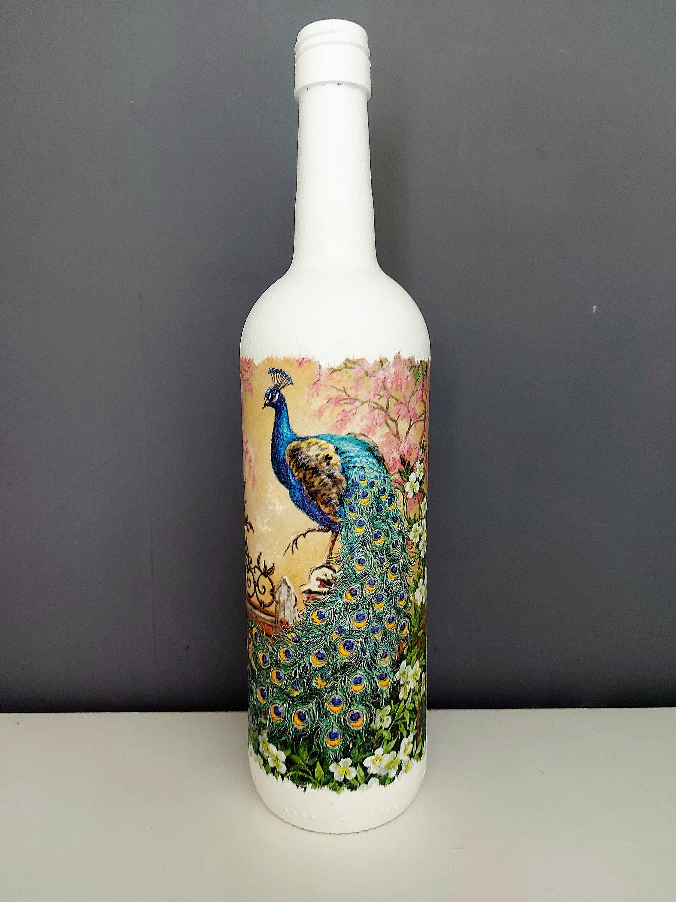 Floral peacock bottle peacock home decor gifts Etsy