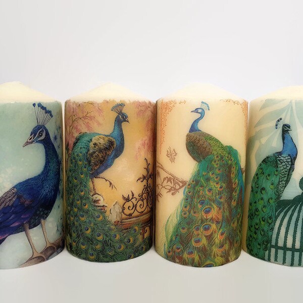 Peacock Candles Etsy
