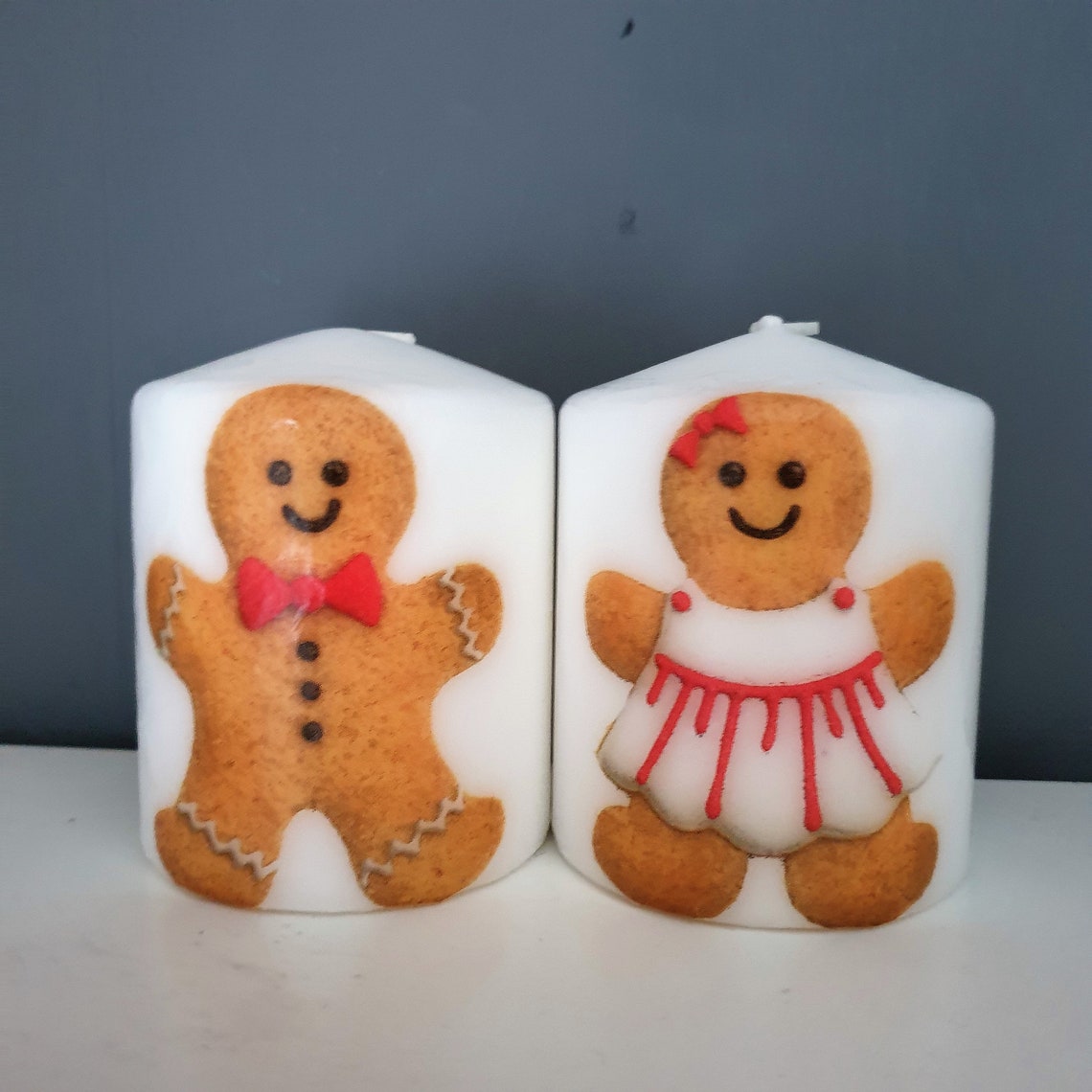 Decorative gingerbread man candles Etsy