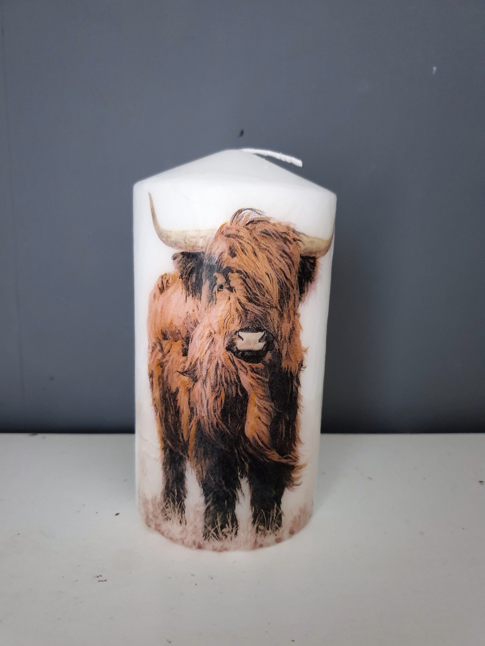 Decorated highland cow candle | Etsy