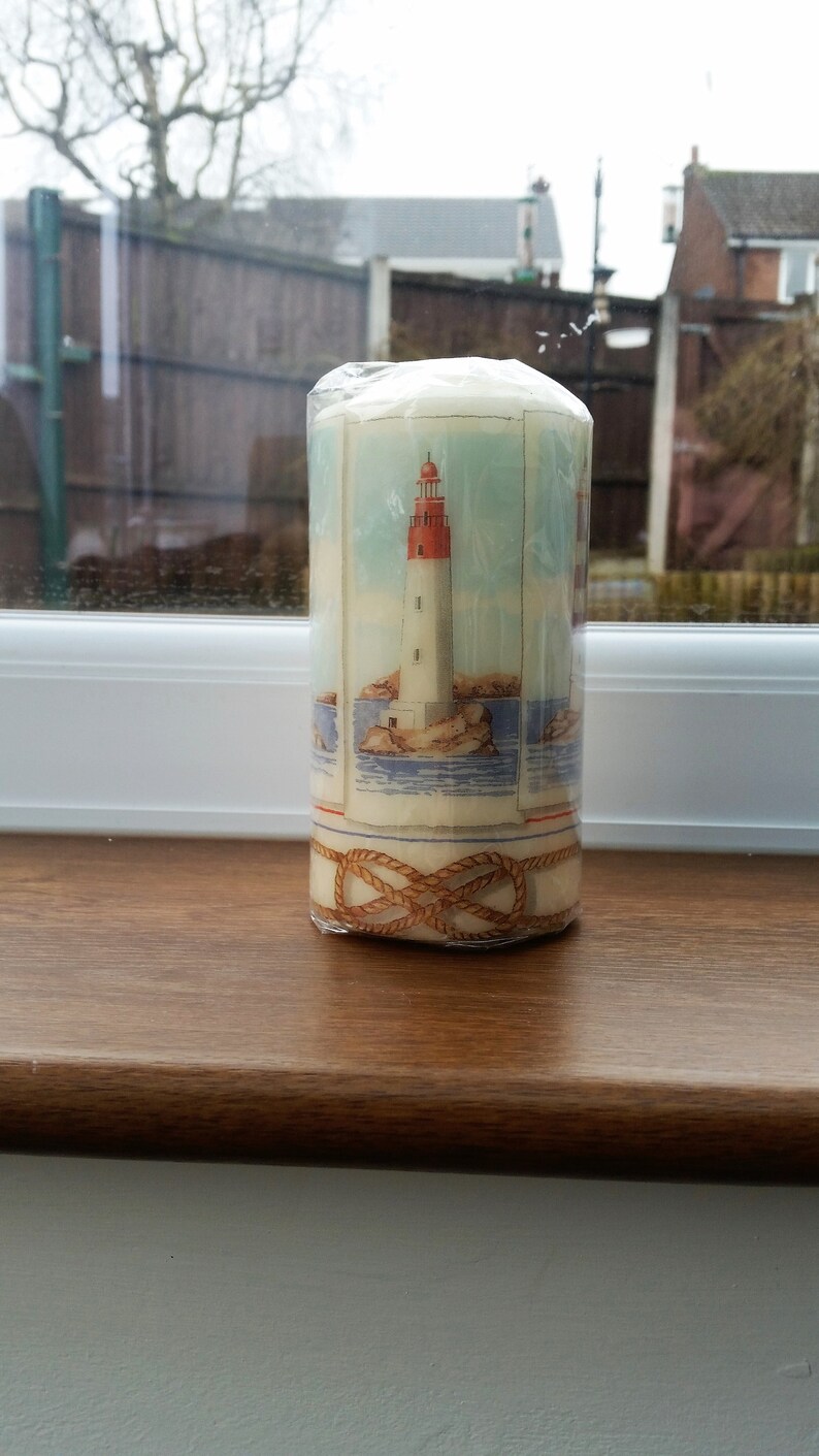 Decorated Lighthouse Candle Nautical Home Decor Gifts Etsy UK