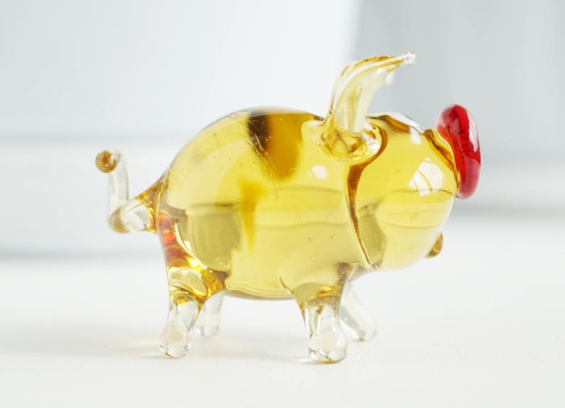 Pig Figurine Miniature Glass Blown Animals Image 0