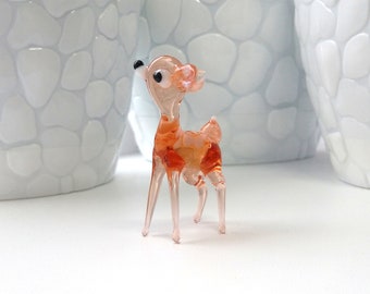 deer glass figurine, blown glass, collectible figurine, glass sculpture, glass animal, desk accessories for women, glass miniature