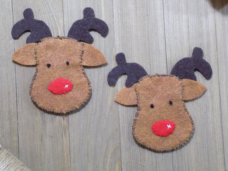 Hand Sewn Felt Reindeer Ornament With Rednose Handsewen Etsy