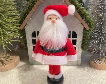 Hand Painted Santa Clothespin Doll, Holiday Figurine Ornament