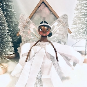 Christmas Angel Clothespin Doll Figurine, Ready to Ship Holiday Ornament, Yankee Swap Gift, Holliday Present