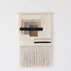 Geometric tapestry weaving | Weaving wall hanging | Boho modern woven wall hanging | Fiber art | Woven wall art | Wool weaving | Macrame