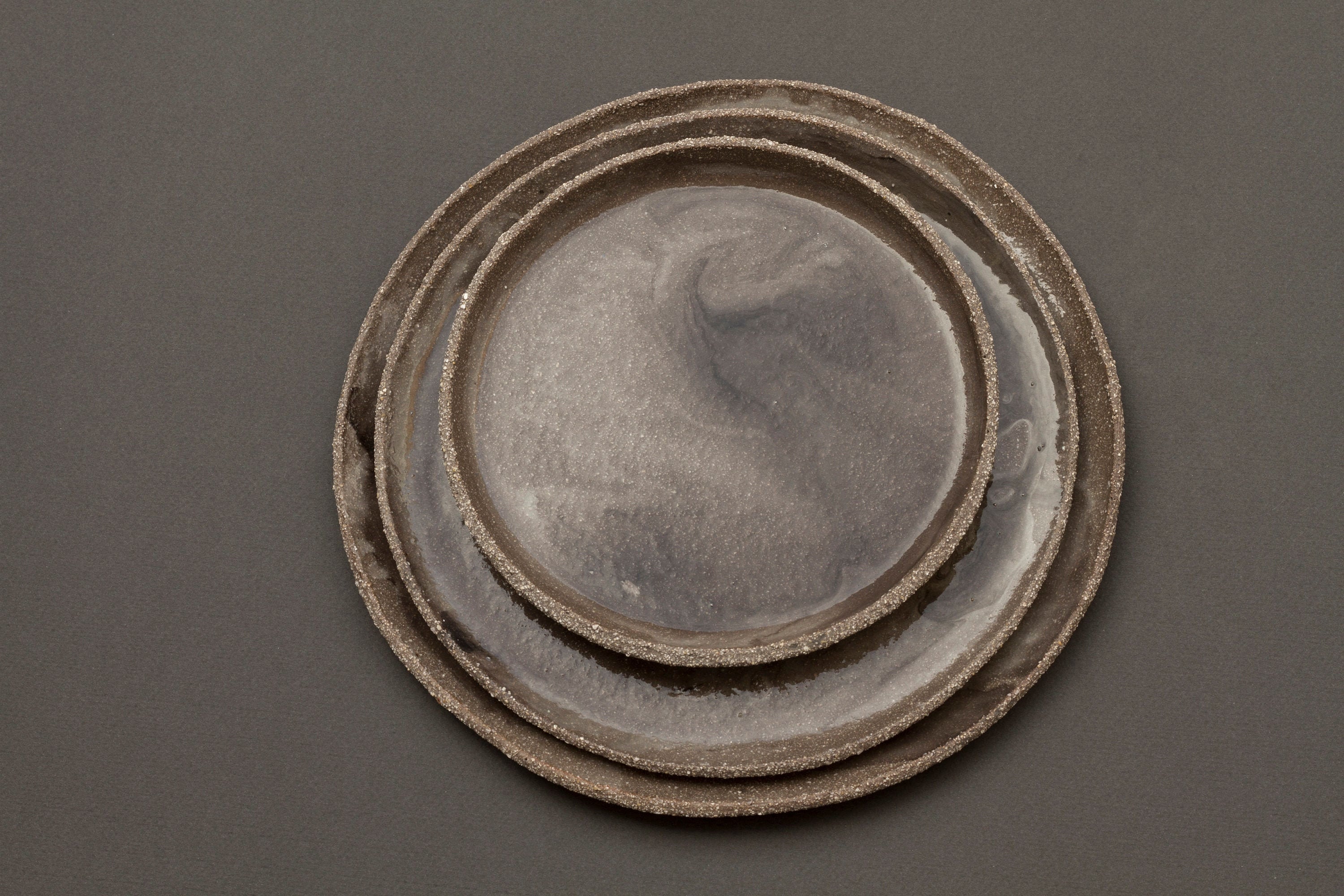 Black ceramic plates set of 3. Stoneware lead free plates set. Etsy