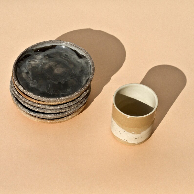 Black ceramic plates small. Gray Stoneware. Etsy