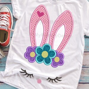 Easter bunny embroidery design, Bunny applique design, Girl bunny embroidery, Baby embroidery, Machine embroidery design, 5x7 6x10 sizes