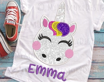 Cute Baby Unicorn Applique Design, Machine Embroidery Design, Instant Download, 3 sizes