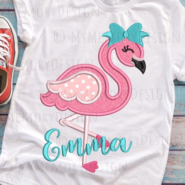 Flamingo embroidery design, Girl embroidery, Summer design , Animal embroidery, Flamingo applique, Machine embroidery design, 4x4 5x7 6x10