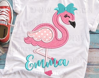 Flamingo embroidery design, Girl embroidery, Summer design , Animal embroidery, Flamingo applique, Machine embroidery design, 4x4 5x7 6x10