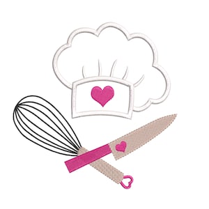 Girl Cook embroidery 4x4 5x7 6x10 embroidery design - Cook hat applique -Girl embroidery - Instant download  pes hus jef vip vp3 xxx dst exp