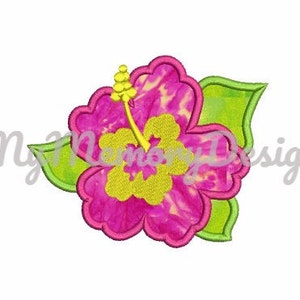 Summer Flower Applique - Girl summer Applique - Hawaii flower embroidery - Hibiscus applique - Machine embroidery - INSTANT DOWNLOAD -3 SIZE