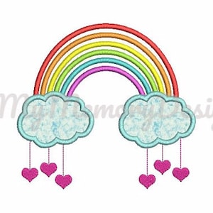 Rainbow embroidery design - Rainbow applique design - Cloud embroidery - Baby embroidery - Machine embroidery file - Instant Download 3 size